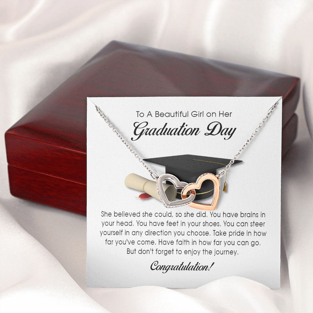Graduation Gift, Interlocking Heart Necklace