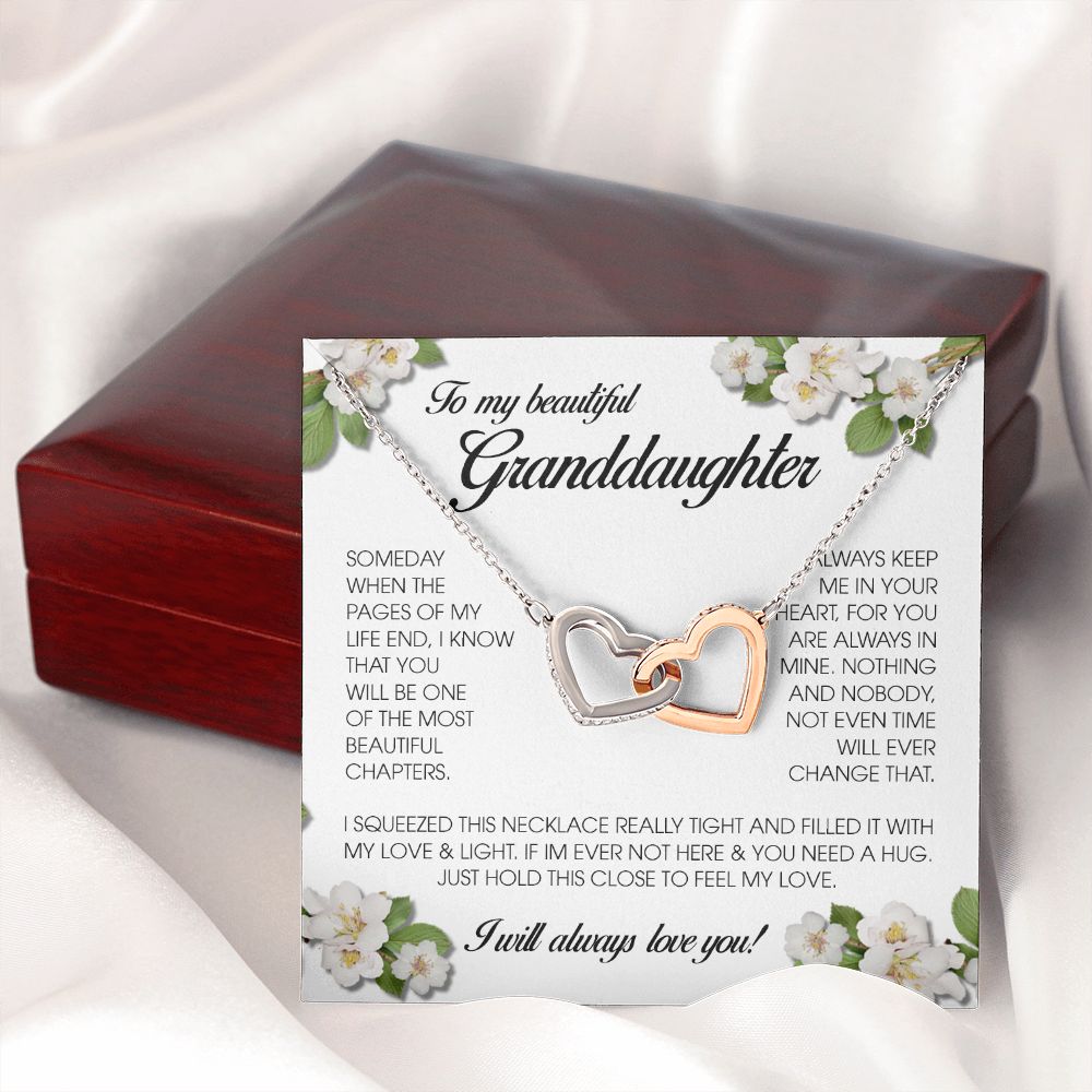 To My Beautiful Granddaughter, Interlocking Heart Necklace