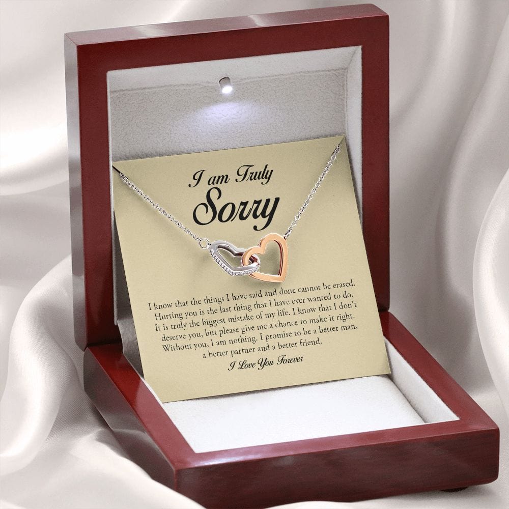I am Truly Sorry, Interlocking Heart Necklace
