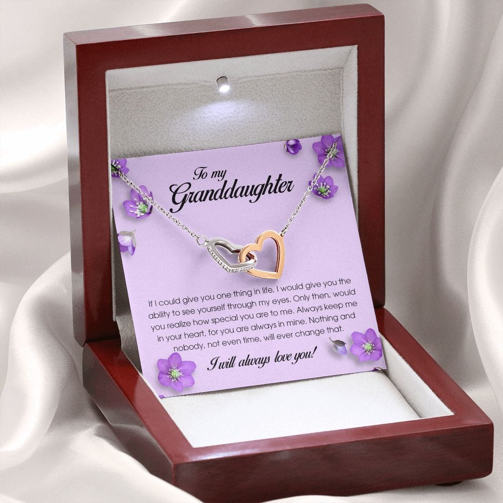 To My Granddaughter, Interlocking Heart Necklace
