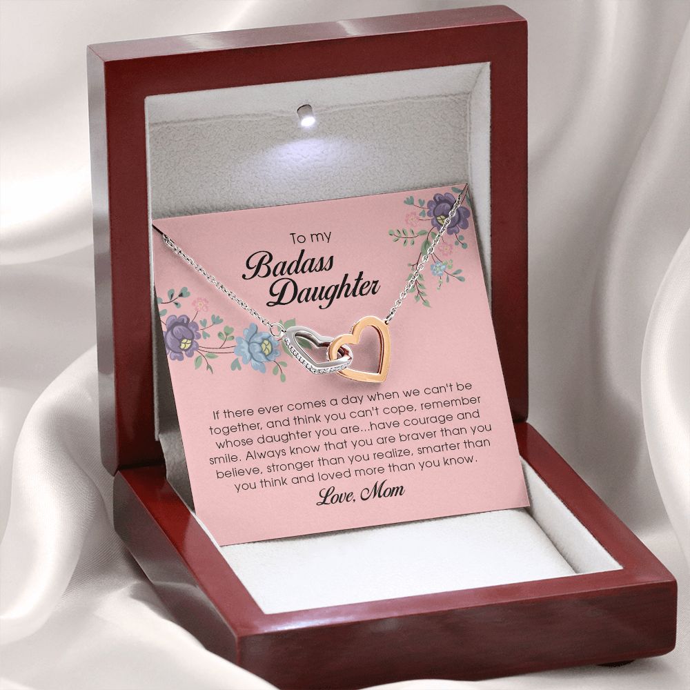 To My Badass Daughter, Interlocking Heart Necklace