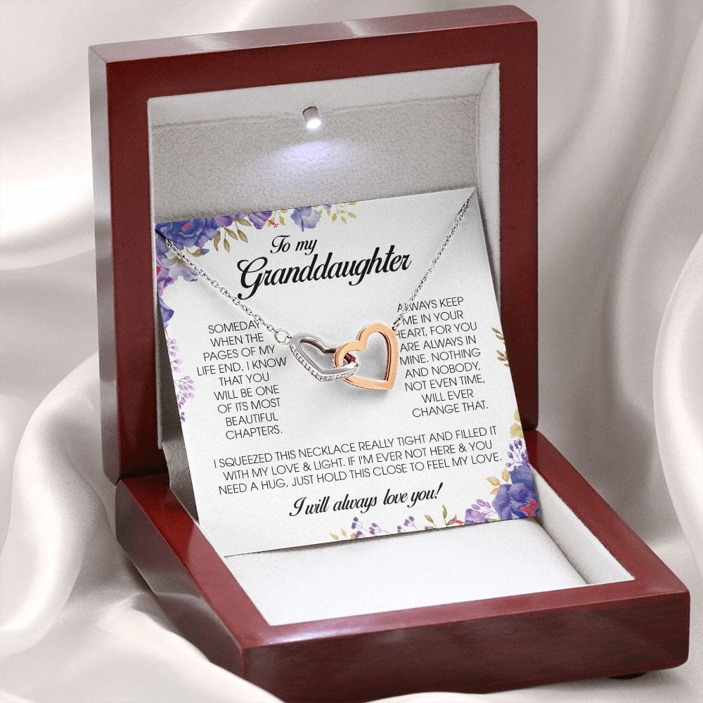 To My Granddaughter, Interlocking Heart Necklace