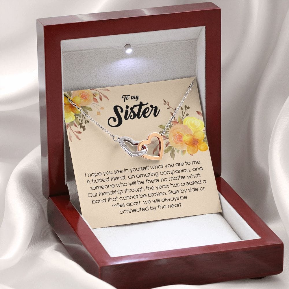 To My Sister, Interlocking Heart Necklace