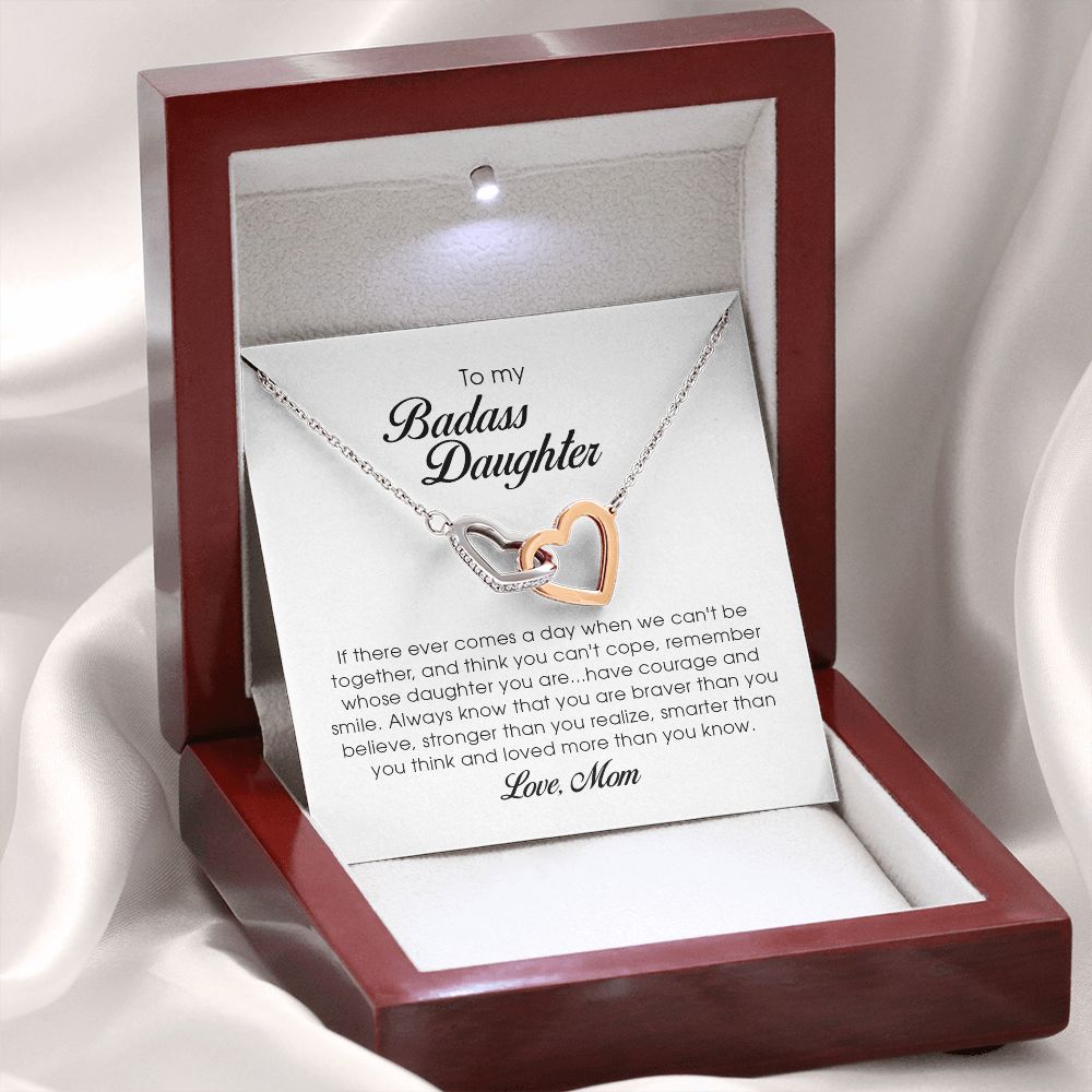 To My Badass Daughter, Interlocking Heart Necklace