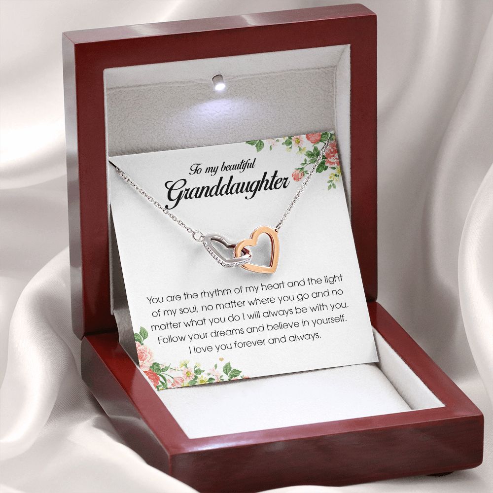 To My Beautiful Granddaughter, Interlocking Heart Necklace