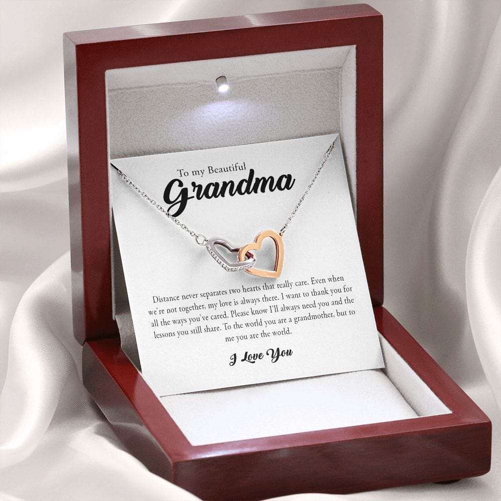 To My Beautiful Grandma, Interlocking Heart Necklace