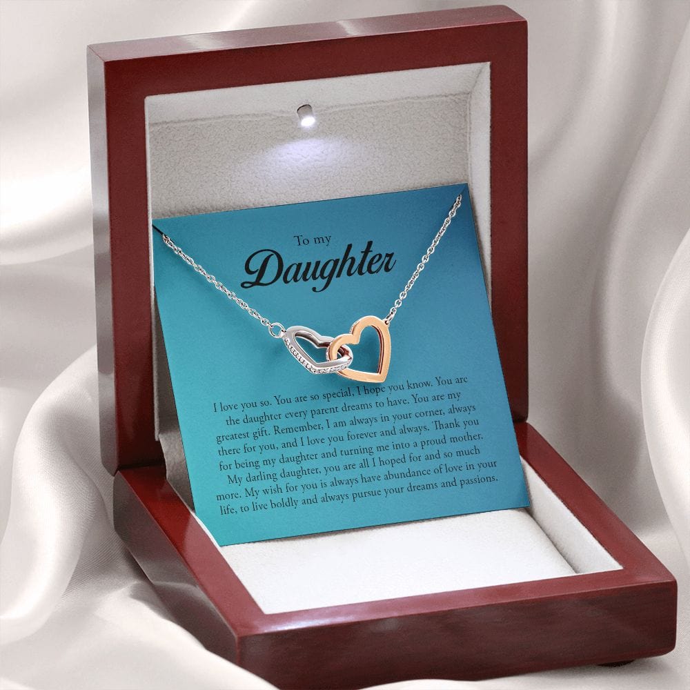 To My Daughter, Interlocking Heart Necklace