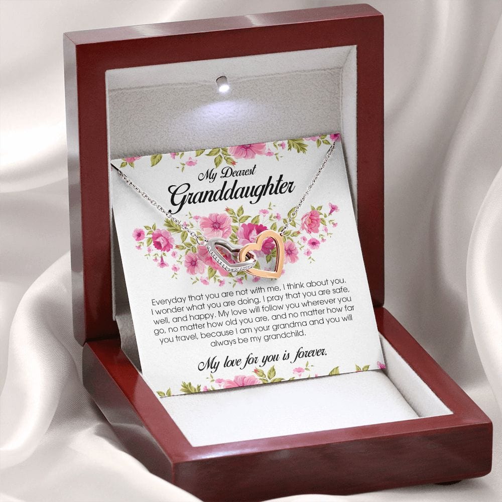 To My Dearest Granddaughter, Interlocking Heart Necklace