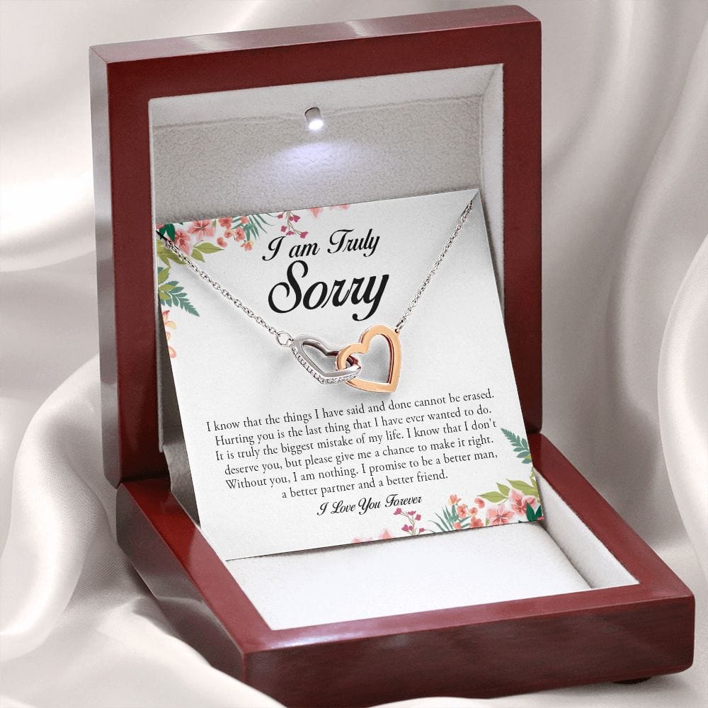 I am Truly Sorry, Interlocking Heart Necklace