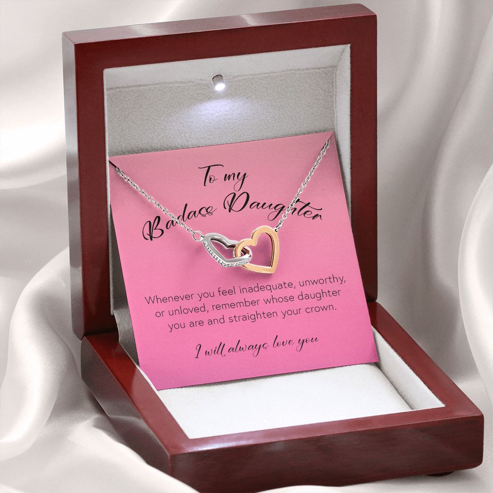 To My Badass Daughter, Interlocking Heart Necklace