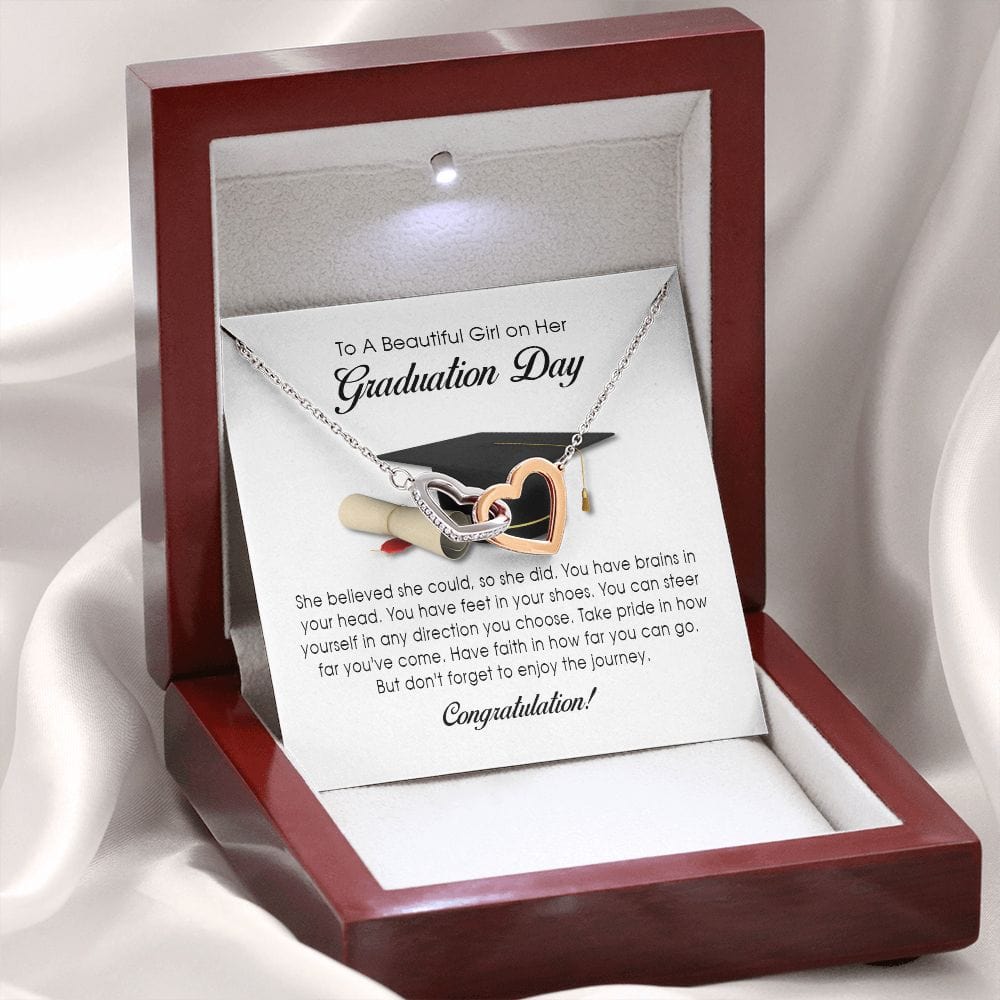 Graduation Gift, Interlocking Heart Necklace