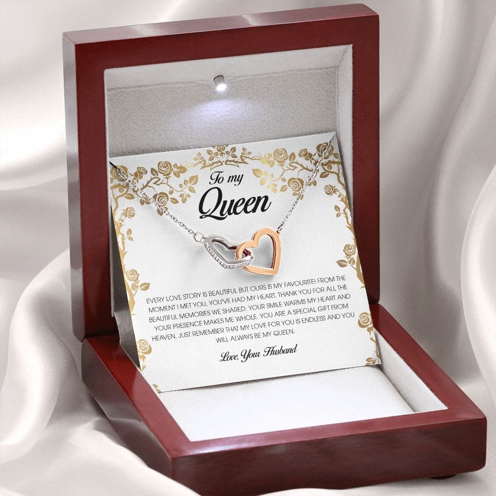 To My Queen, Interlocking Heart Necklace