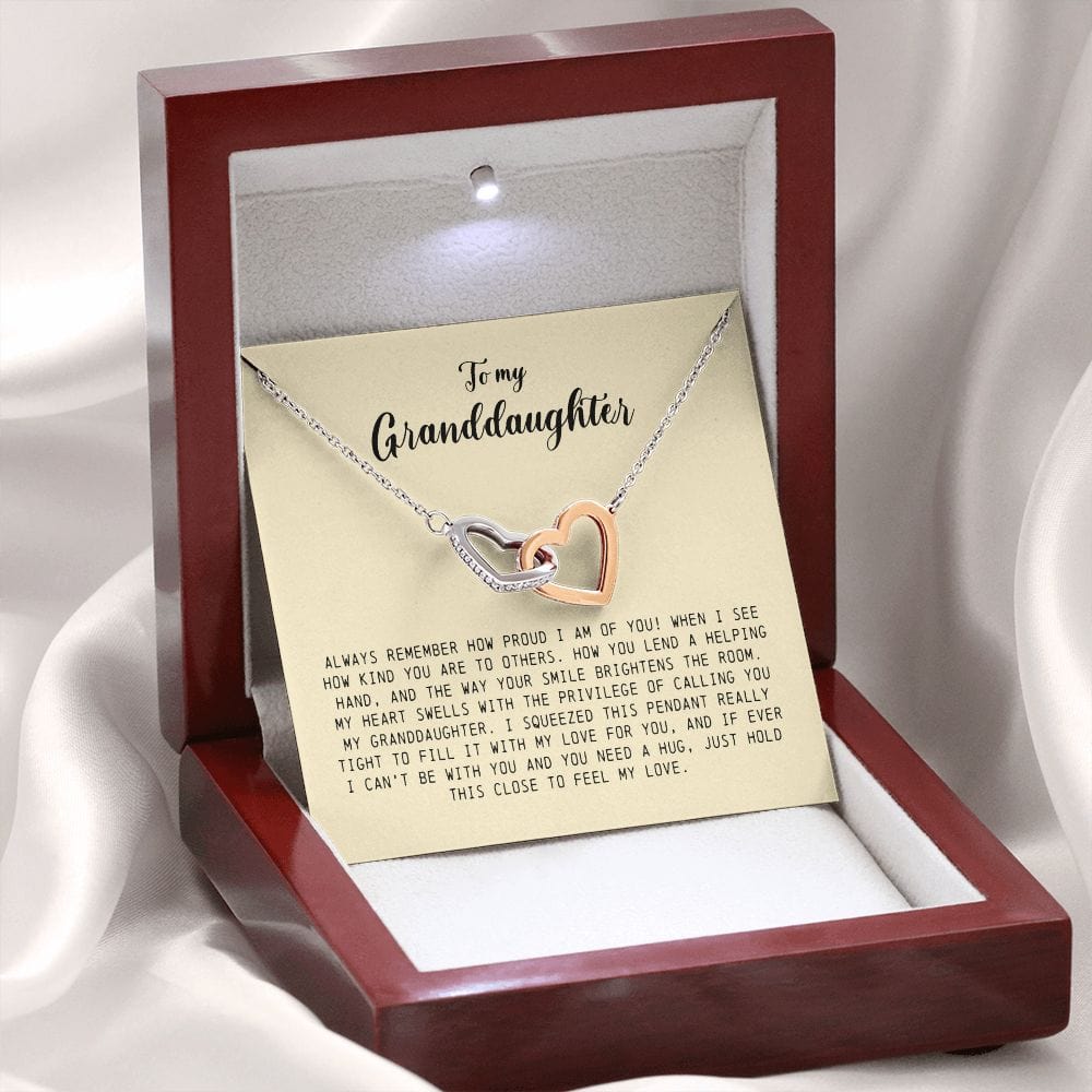 To My Granddaughter, Interlocking Heart Necklace