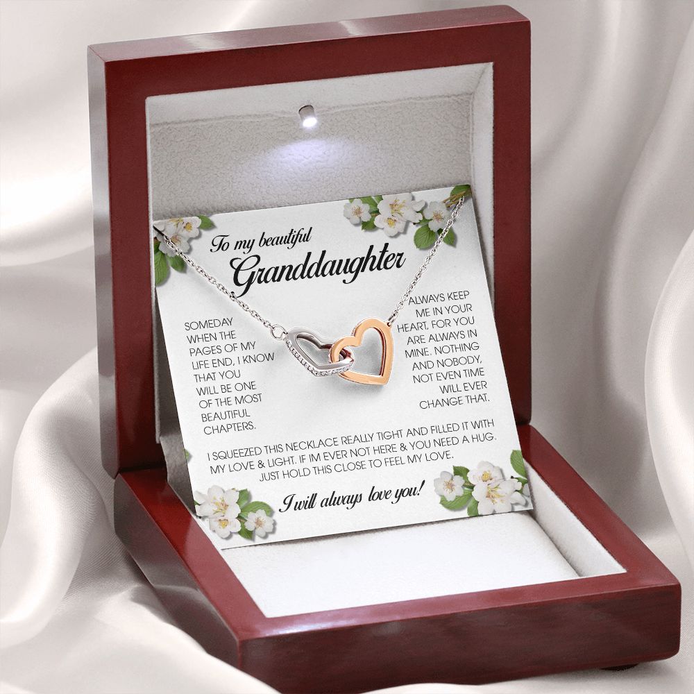 To My Beautiful Granddaughter, Interlocking Heart Necklace