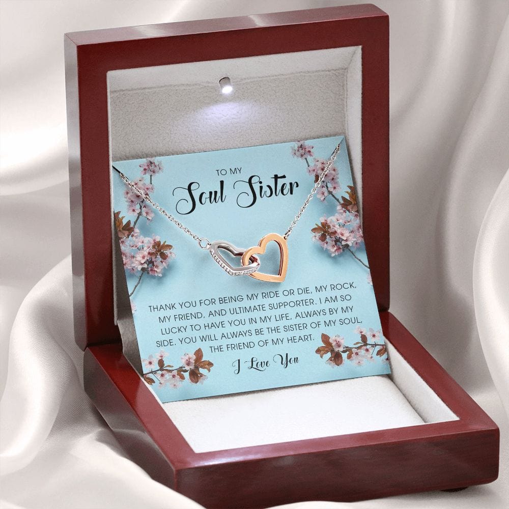 To My Soul Sister, Interlocking Heart Necklace