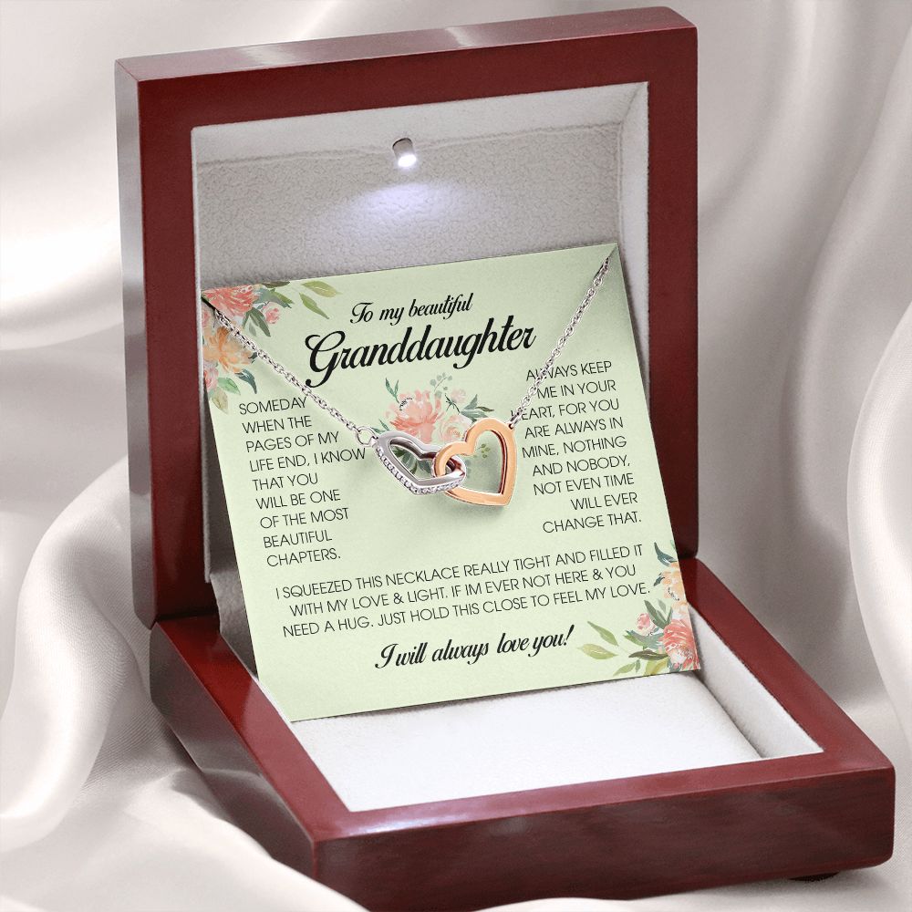 To My Beautiful Granddaughter, Interlocking Heart Necklace