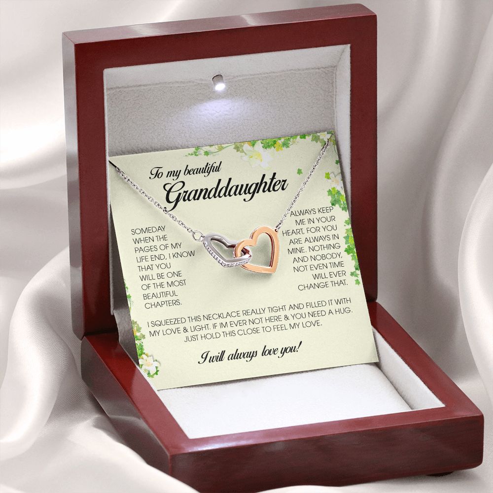 To My Beautiful Granddaughter, Interlocking Heart Necklace