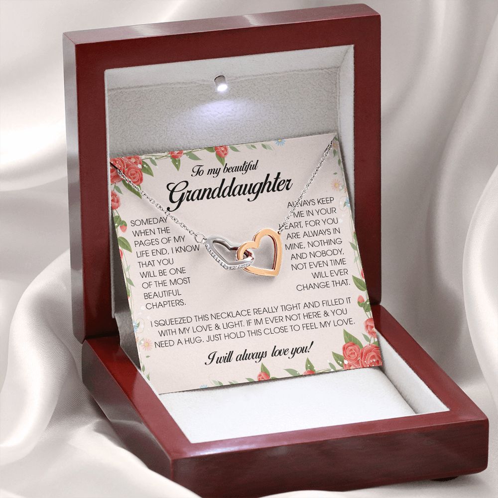 To My Beautiful Granddaughter, Interlocking Heart Necklace