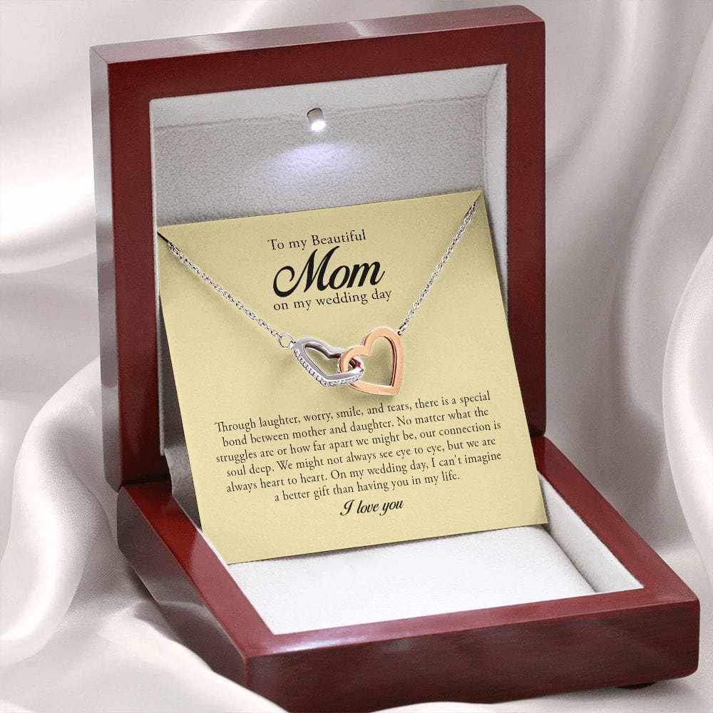To My Beautiful Mom on My Wedding Day, Interlocking Heart Necklace