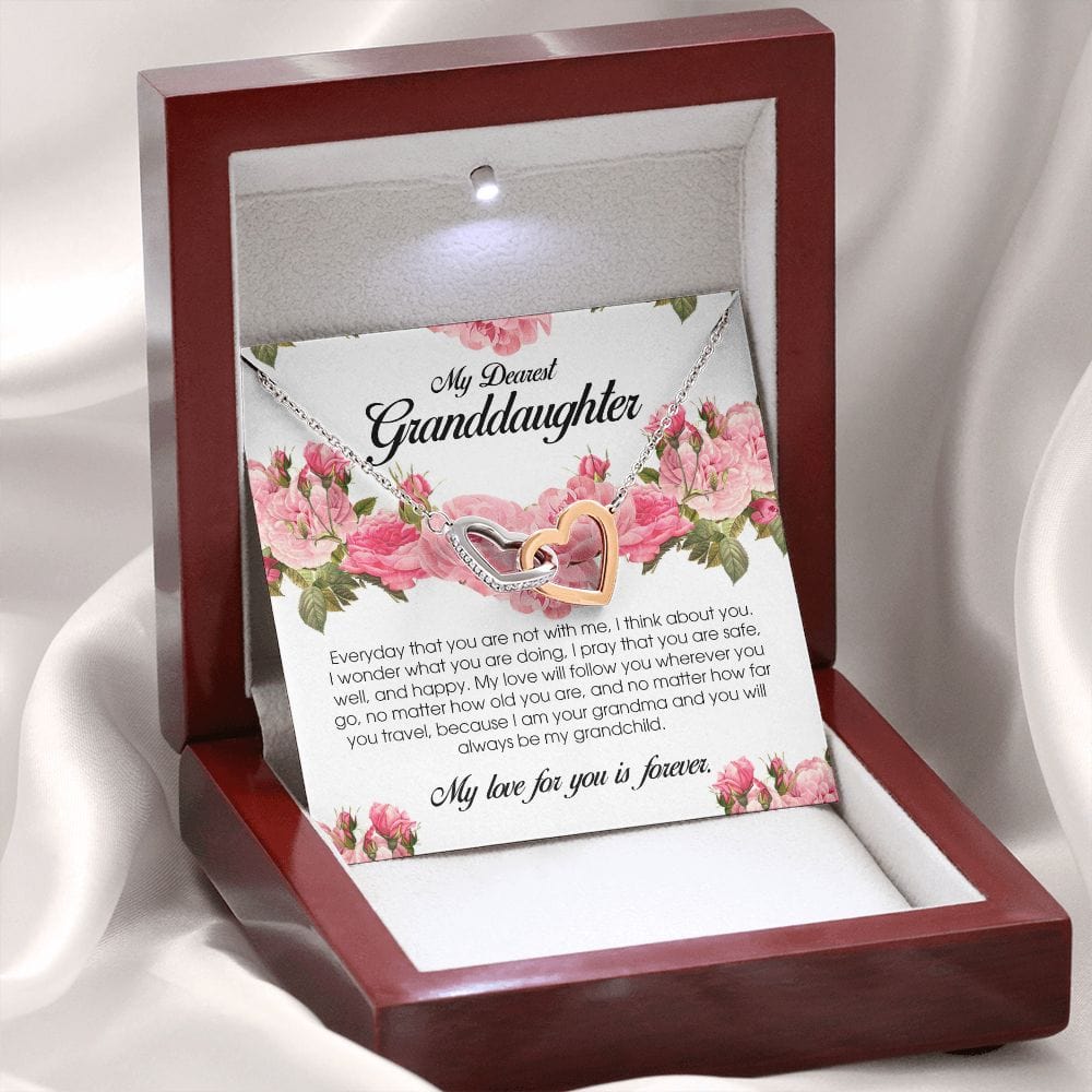 To My Dearest Granddaughter, Interlocking Heart Necklace