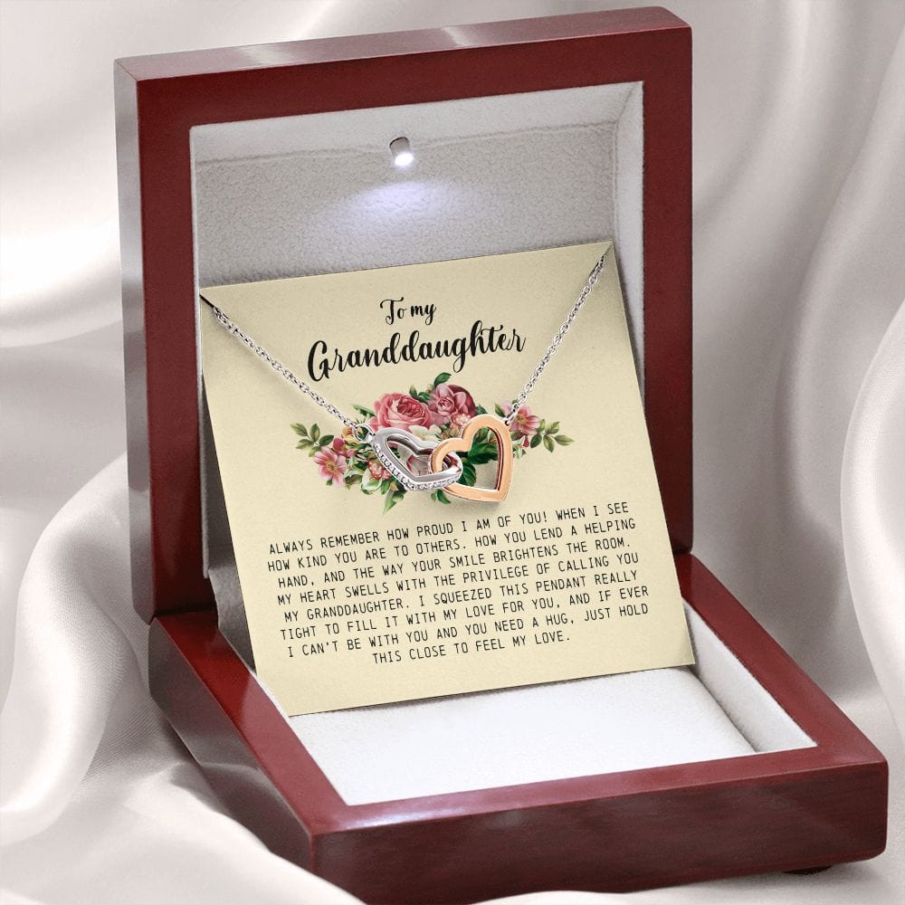 To My Granddaughter, Interlocking Heart Necklace