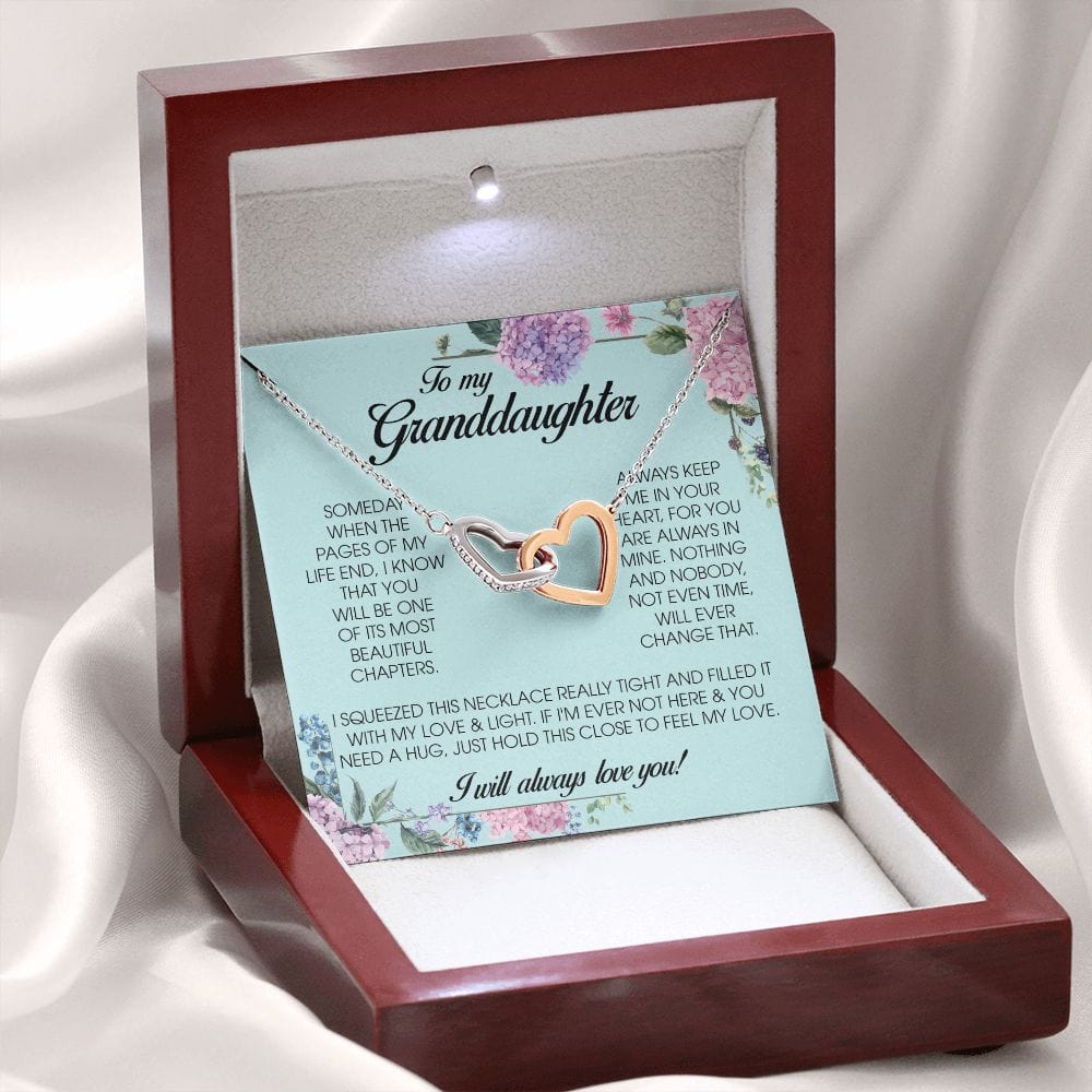 To My Granddaughter, Interlocking Heart Necklace
