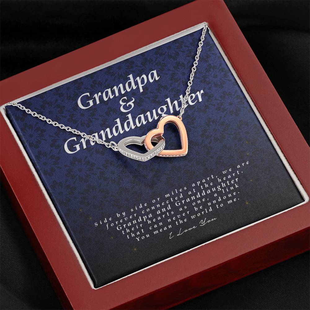 Interlocking Heart Necklace, Grandpa and Granddaughter Gift