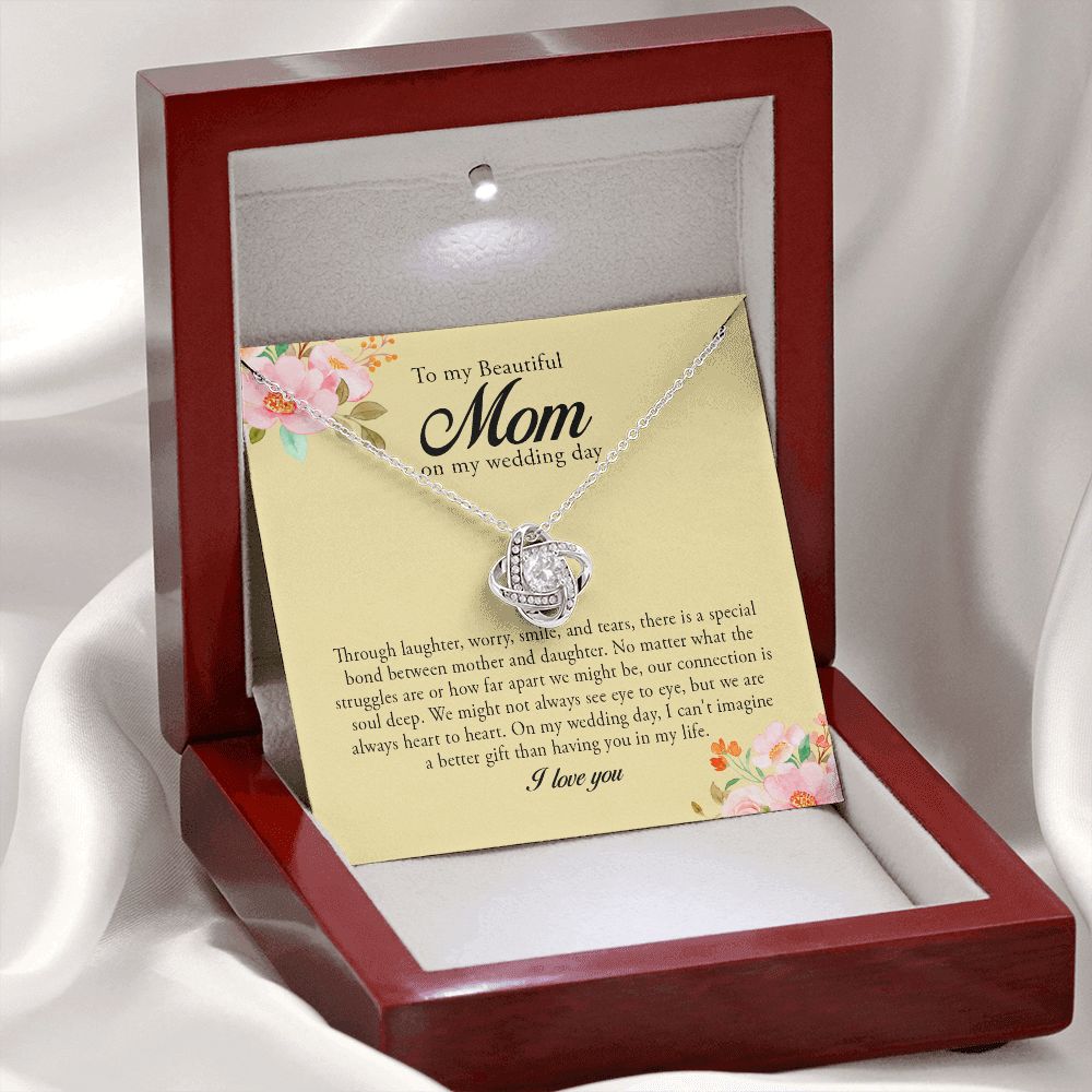 To My Beautiful Mom on My Wedding, Love Knot Necklace