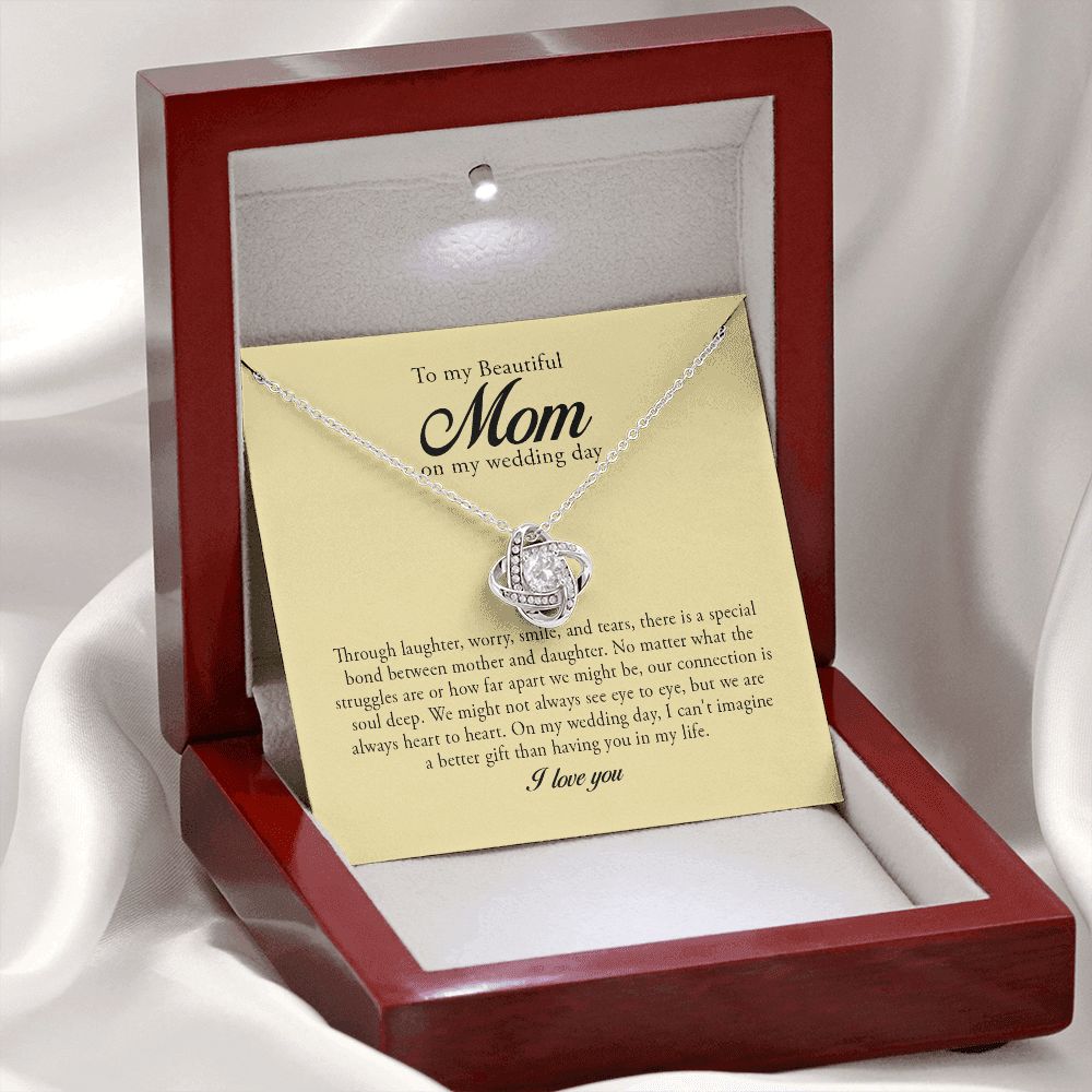 To My Beautiful Mom on My Wedding, Love Knot Necklace