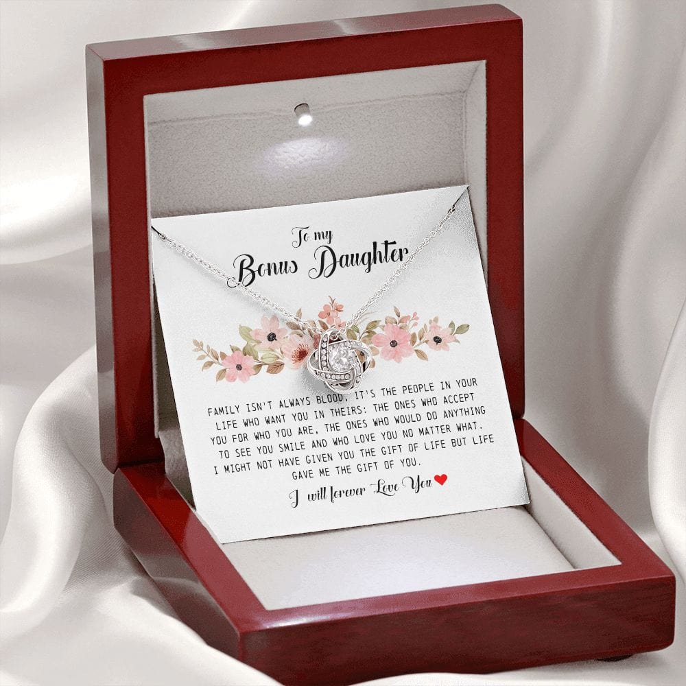 To My Bonus Daughter, Love Knot Necklace