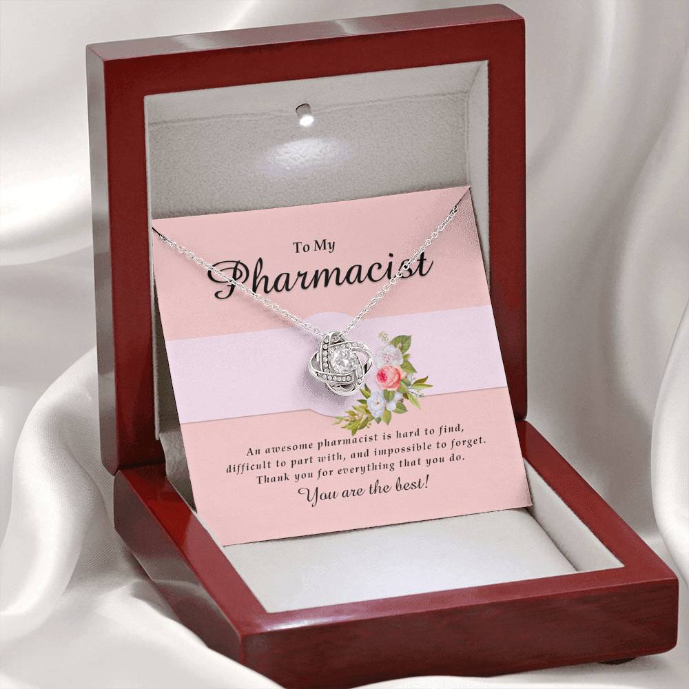Love Knot Necklace, Pharmacist Jewelry Card