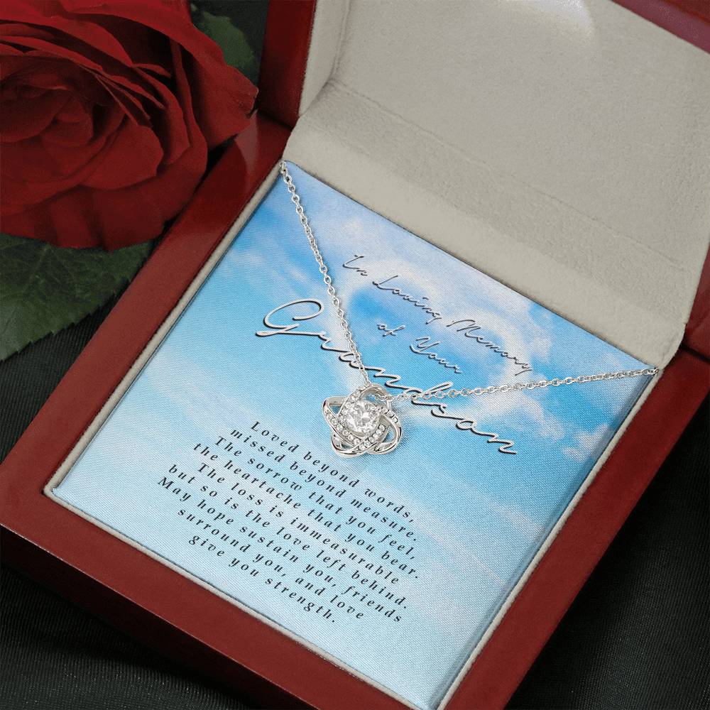 Love Knot Necklace, In Loving Memory of Your Grandson