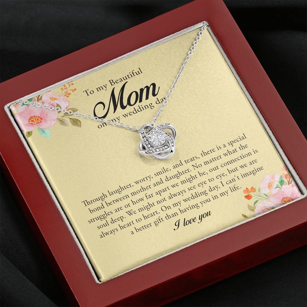 To My Beautiful Mom on My Wedding, Love Knot Necklace