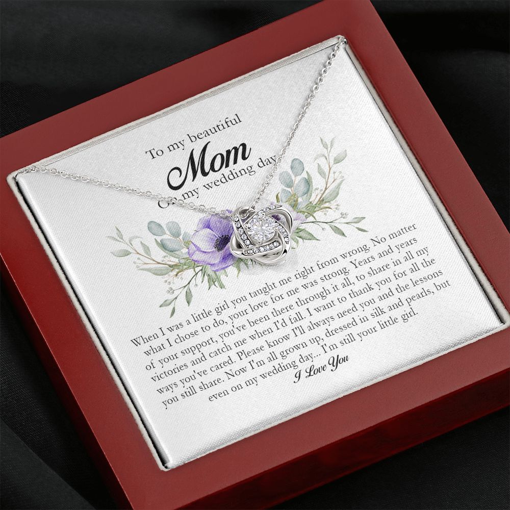 To My Beautiful Mom On My Wedding Day, Love Knot Necklace
