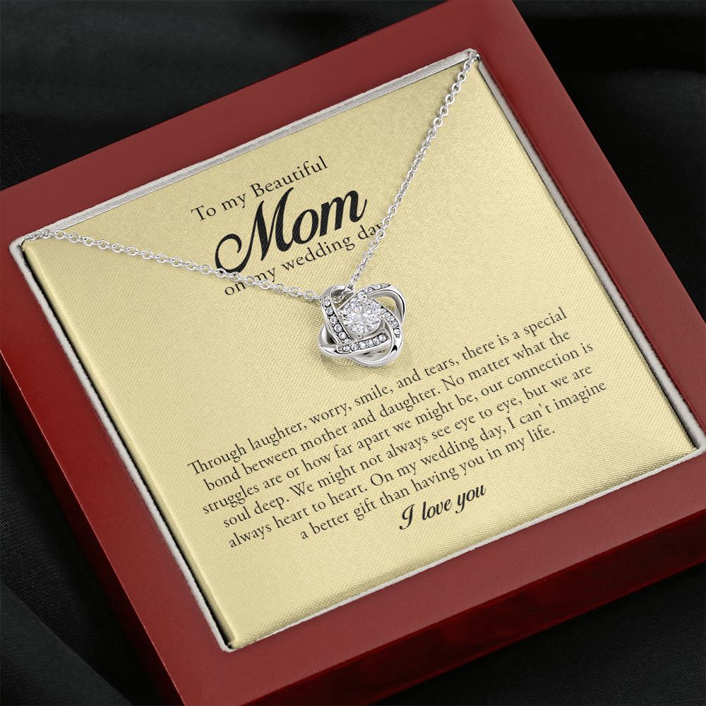 To My Beautiful Mom on My Wedding, Love Knot Necklace