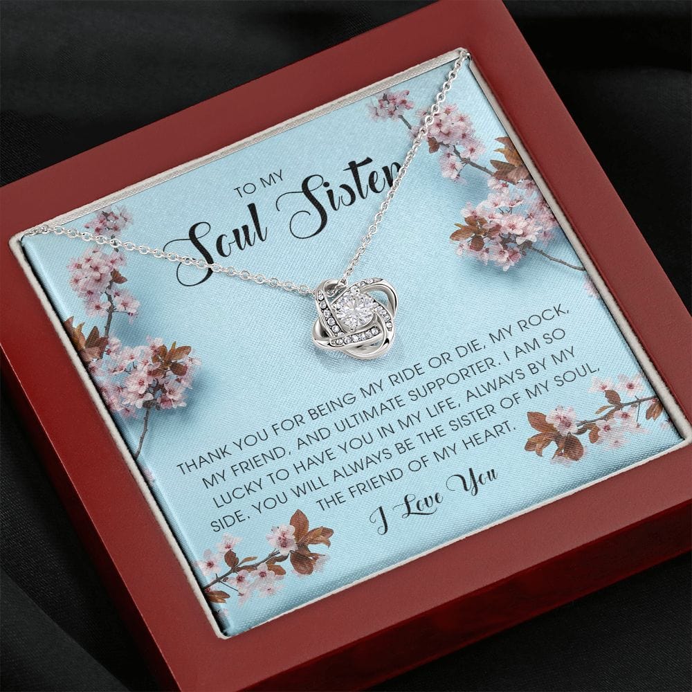 To My Soul Sister, Love Knot Necklace